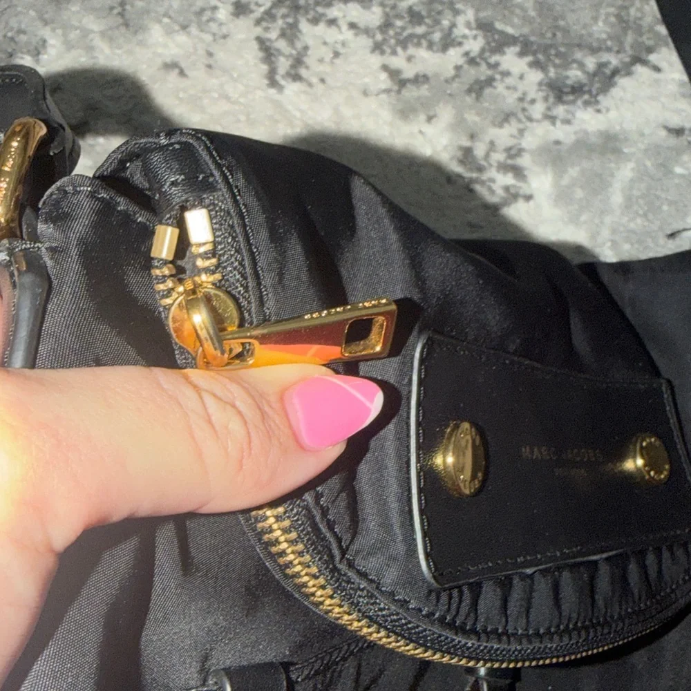 Marc Jacobs Black and Gold Crossbody Nylon Bag